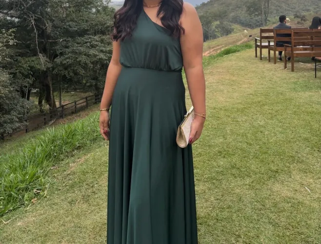 Vestido longo para festas casamento verde esmeralda