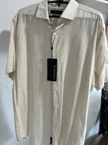 Camisa Aramis Viscolino Natural Manga Curta Original com Etiqueta