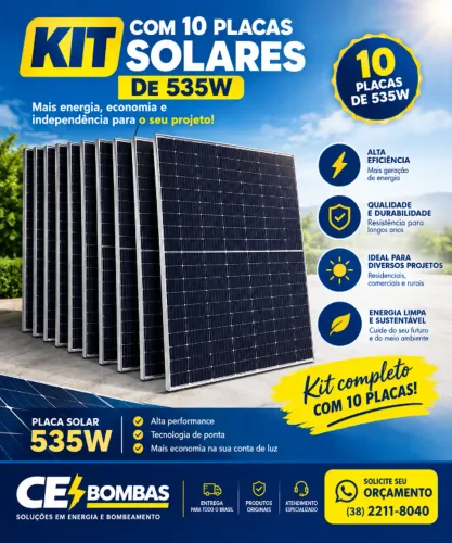 KIT 10 PLACAS SOLAR 535W