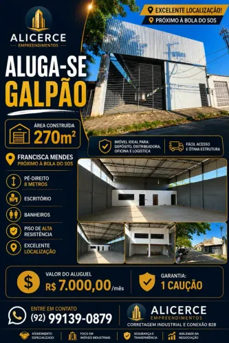 ALUGO GALPÃO COM 270 M2 NO FRANCISCA MENDES