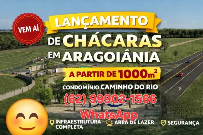 Chácaras em Condomínio Fechado Aragoiânia - Com Rio nos Fundos