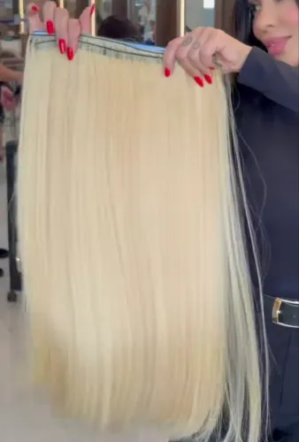 Cabelo brasileiro - 65 CM - loiro de tinta - humano