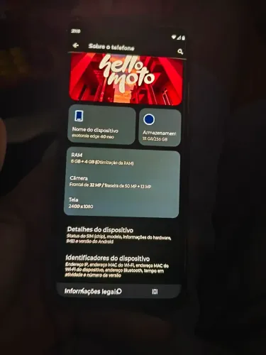 Moto neo 40 edge 256gb . Usado em bom estado