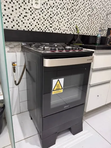 Fogão a Gás Automático Mueller Decorato Vetro 4b Preto Fosco Mesa de Vidro-Bivolt