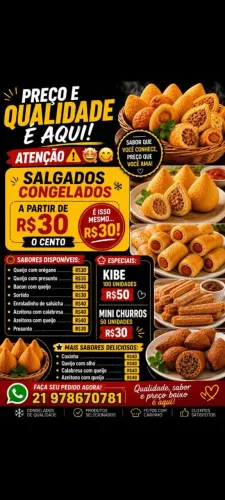 Salgadinhos para festa a preço de fábrica fritos e congelados 