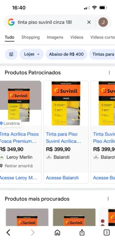 Vendo tinta para piso suvinil 18 litros, lata nova 250 reais