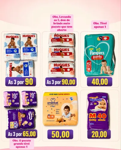 Fraldas M - Huggies, Pampers, Cremer e Amorável | Ótimos preços
