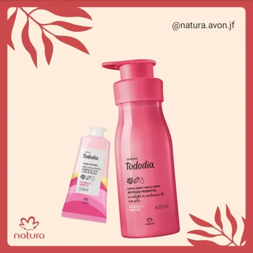 Kit Acerola e Hibisco Natura Tododia - Hidratante Corporal e Creme para Mãos 