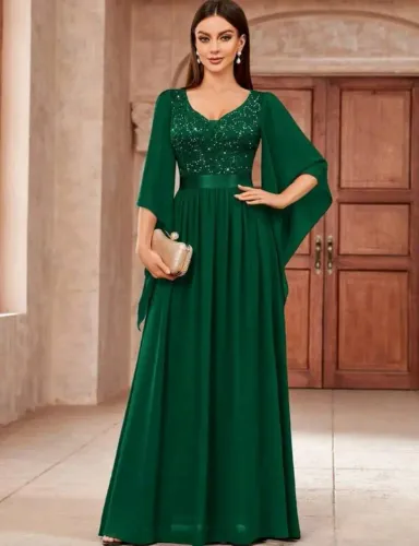 Vestido de festa verde oliva G1