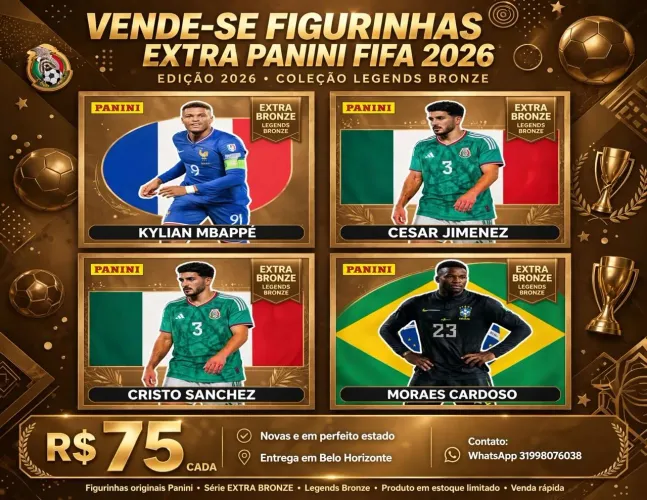 VENDE-SE FIGURINHAS EXTRA BRONZE PANINI FIFA 2026