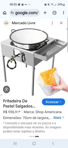 Fritadeira de pastel com os pés compreta com escorredor de óleo o tacho registro R$ 540 