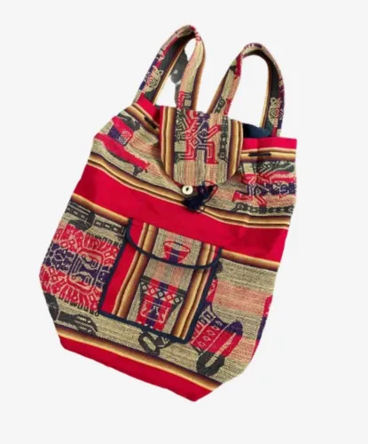 Mochila Étnica Andina Peruana Artesanal Unissex Estilo Hippie Boho Vintage