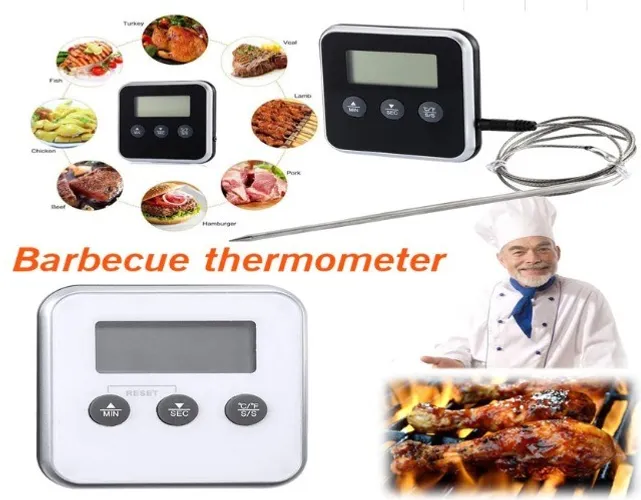 Termômetro Digital Com Sonda Temporizador Profissional Churrasco Carne COD-AP100 