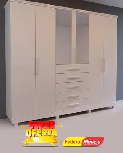 Guarda Roupa 100% MDF 6 Portas 5 Gavetas c/ Espelho Direto da Fabrica Fazemos Entrega