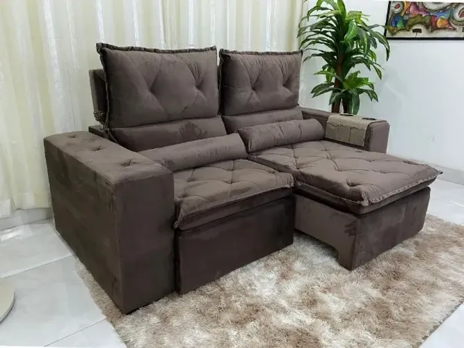 Sofá Retrátil Reclinável Mônaco 2.00m Marrom Até 12x - Frete Grátis