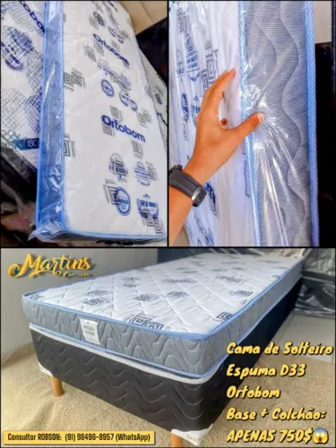 Cama Box Solteiro, Colchão Espuma D33 Ortobom 