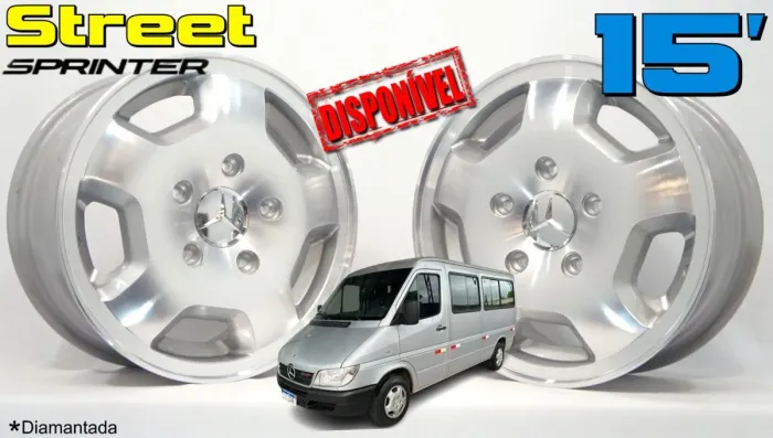 Roda aro 15 Mercedes Sprinter Street diamantada com prata jogo