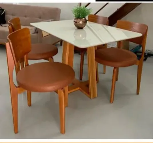 Mesa de jantar Maldivas 4 lugares ( cadeiras em madeira maciça ) 120x90