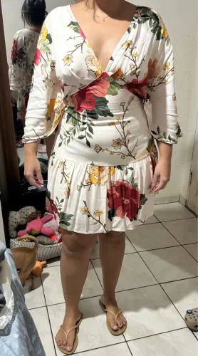Vestido floral com manga 3/4 Farm