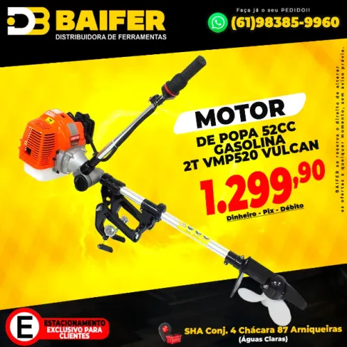 Motor de Popa 52cc Gasolina 2t Vmp520 Vulcan