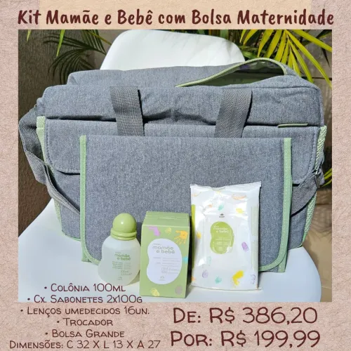 Kit Mamãe e Bebê com Bolsa Maternidade - Super Oferta!
