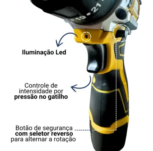 Furadeira parafusadeira Bomvink 1 bateria 12 volts