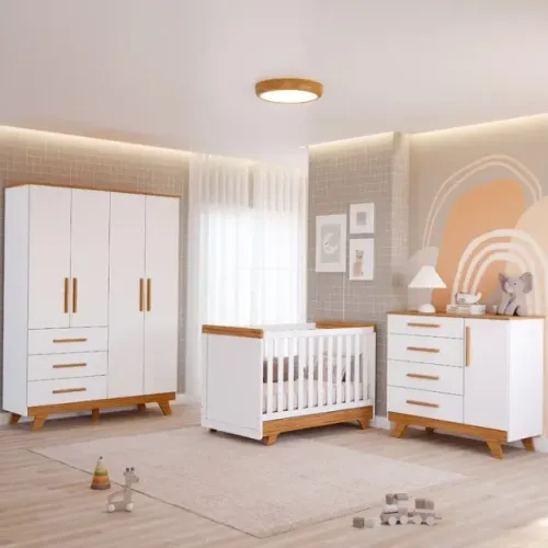 Quarto Infantil Retro Liso, 100% MDF - Peroba
