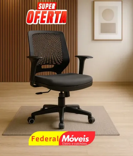 Cadeira Giratória Beezi Executiva Preta - Compacta, moderna e versátil!