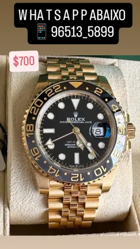 Relógio ROLEX AUTOMÁTICO _ Modelo GMT MASTER II Bruce Wayne Dourado 
