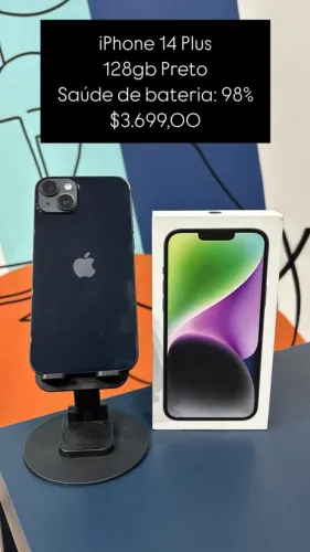 iPhone 14 Plus / 128GB / Saúde de bateria 98% / R$ 3.699,00