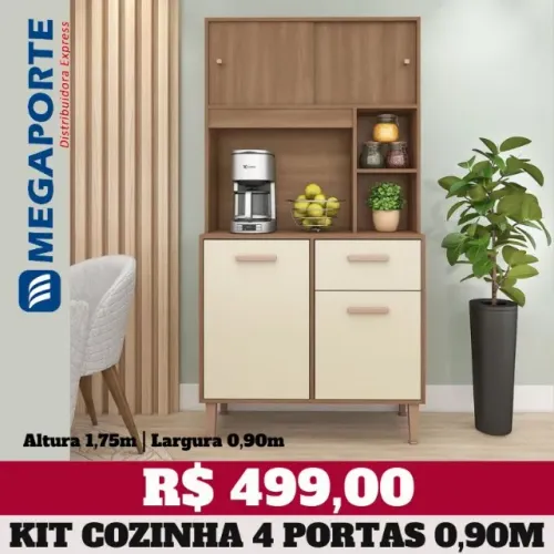 Armário de Cozinha Kit 4 Portas 1 Gaveta (Novo) Entrega Grátis! 
