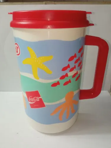 [COLECIONÁVEL] Caneca Coca-Cola Bob?s Anos 90 - Tema Marinho - Tampa Vermelha 