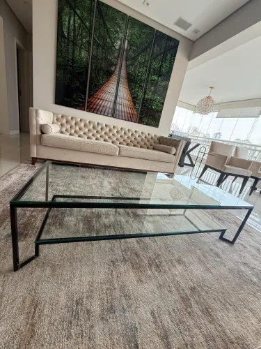 Mesa de Centro Artefacto JORN - Acabamento Cappuccino + 2 Tampos de Cristal (Original)