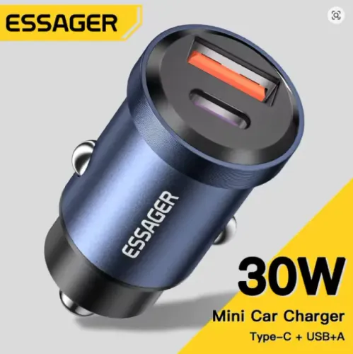 Carregador de carro USB e Tipo C (Esseger)