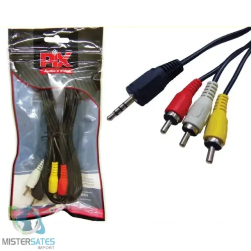 Cabo Adaptador P2 P3 P4 X Av 3 Rca 1,30 Mts - COD 1058