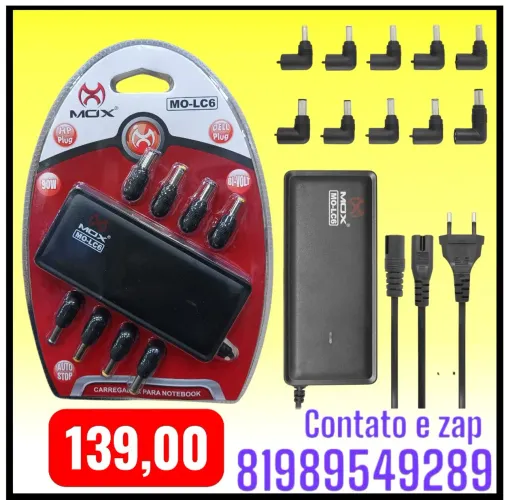 Carregador Universal Mox Notebook 10 Pinos MO-LC6