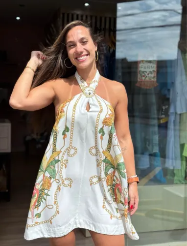 Promoção Vestido curto riqueza tropical farm etiqueta TAM gg