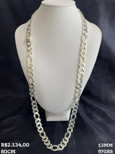 Corrente 3 em 1 Com Pega Ladrão 80cm 13mm (PRATA 925)