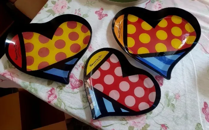 Conjunto Original com 3 Corações - Romero Britto