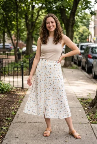 Saia Mídia Floral Evasê Cintura Alta Estampa Delicada [Shein] - Tamanho 38