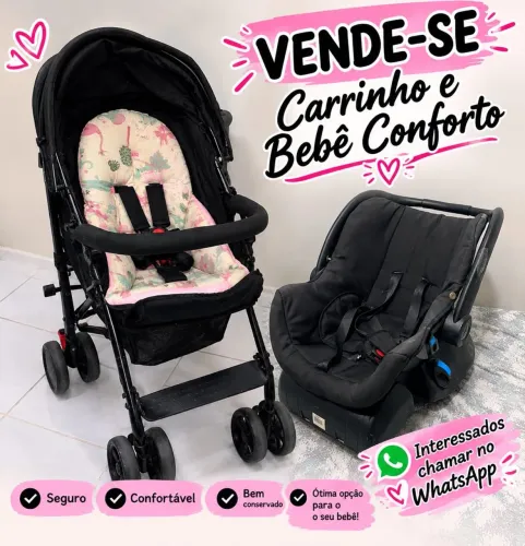 Carrinho de passeio e bebê conforto