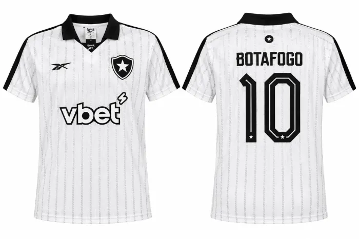Camisa Botafogo branca com gola.