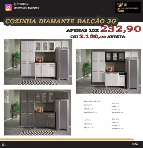 COZINHA DIAMANTE COM BALCÃO DE AÇO