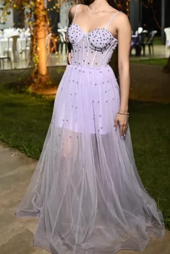 VENDO VESTIDO - LILÁS, BRILHOSO, RODADO