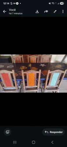 Vende-se mesa de 8 lugares em mosaico com estampa marinha