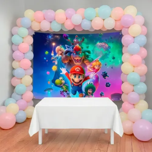 Painel Festa Super Mario Galaxy O Filme 100x60cm - 150x100cm