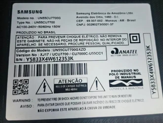 TV SAMSUNG UN55CU7700G (Leia o anúncio)
