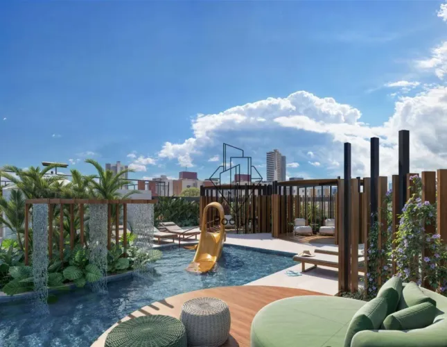 Apartamentos em condomínio clube com varanda / sacada gourmet no bairro do Bessa / Aeroclu