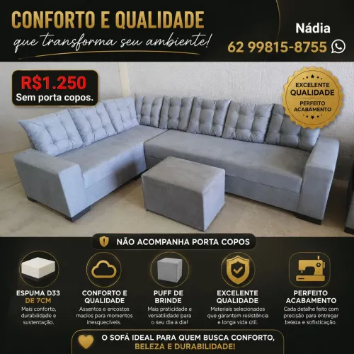 SOFÁ DE CANTO 1.90X2.80 COM 7 LUGARES