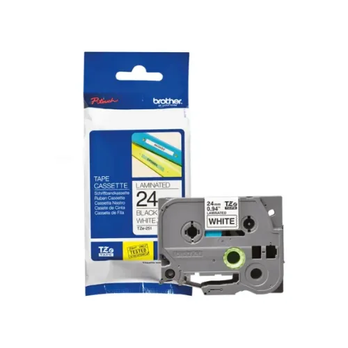Fita Brother TZE-fx251 24mm Preto Sobre Branco